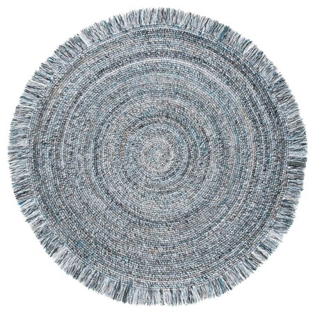 Safavieh 6 x 6 ft. Braided Hand Woven Round Area Rug; Blue & Ivory BRD275L-6R